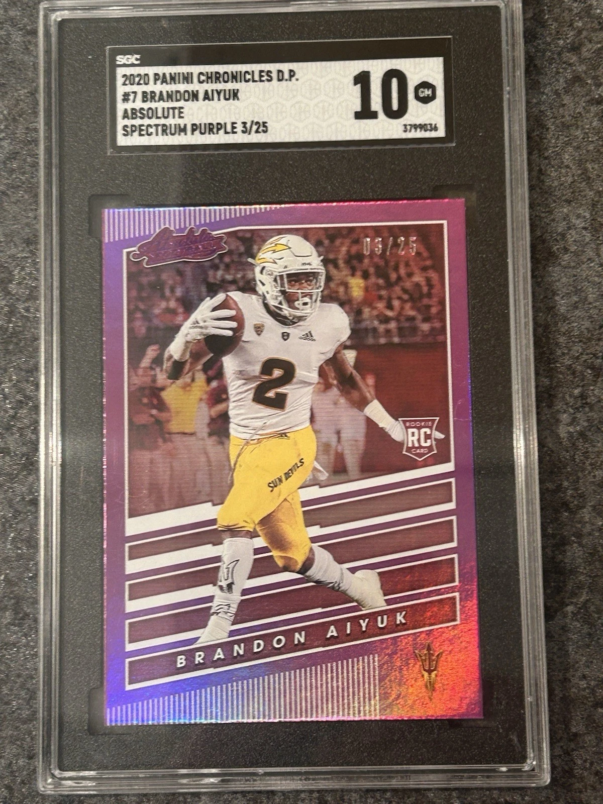 Brandon Aiyuk Panini Chronicles Draft Picks Absolute Rookies Spectrum #7 Signature-Purple