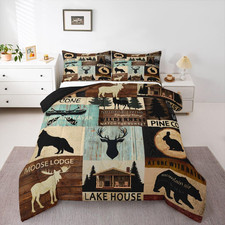 Erosebridal Hunting Woodland Animal Comforter Set Queen Rustic Fox Bear Deer