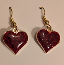 Mini Red Enamel Heart Dangle Earrings Valentines Day New