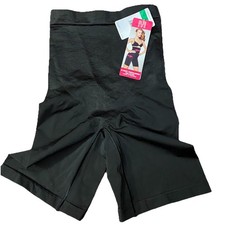 NWT Maidenform 12433 Hi-Waist Thighslimmer Firm Control Shapewear Black L Opaque