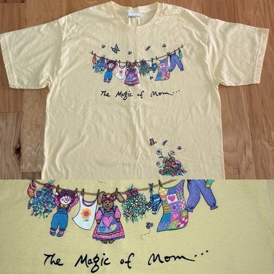 VTG 90s Bobbie Brooks The Magic of Mom T shirt Yellow XL