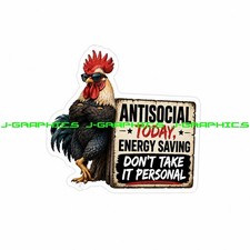 Rooster Funny Antisocial Vinyl Sticker Decal H