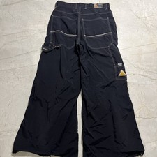 Vtg Kik Wear K-Hole Baggy Rave Pants Nylon Black Wide Leg sz 32