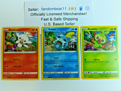 Scorbunny Grookey Sobble BLACK STAR PROMO card set! 2020 Pokemon SWSH071 SWSH073