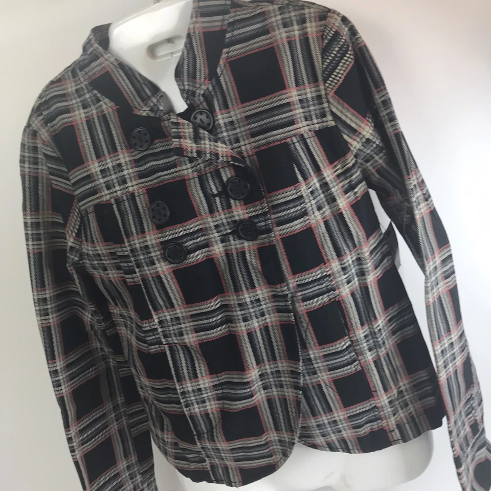 Volcom Jacket Women's Jrs Plaid Fab Black Red 100% Cotton Size S - Image 3 of 4
