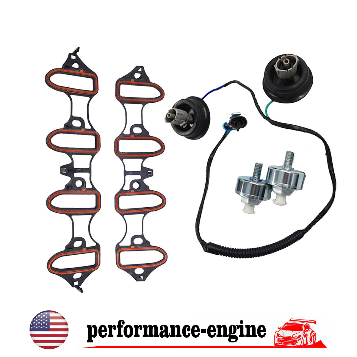 5PC Knock Sensor Harness Intake Manifold Gasket Kit Set for  