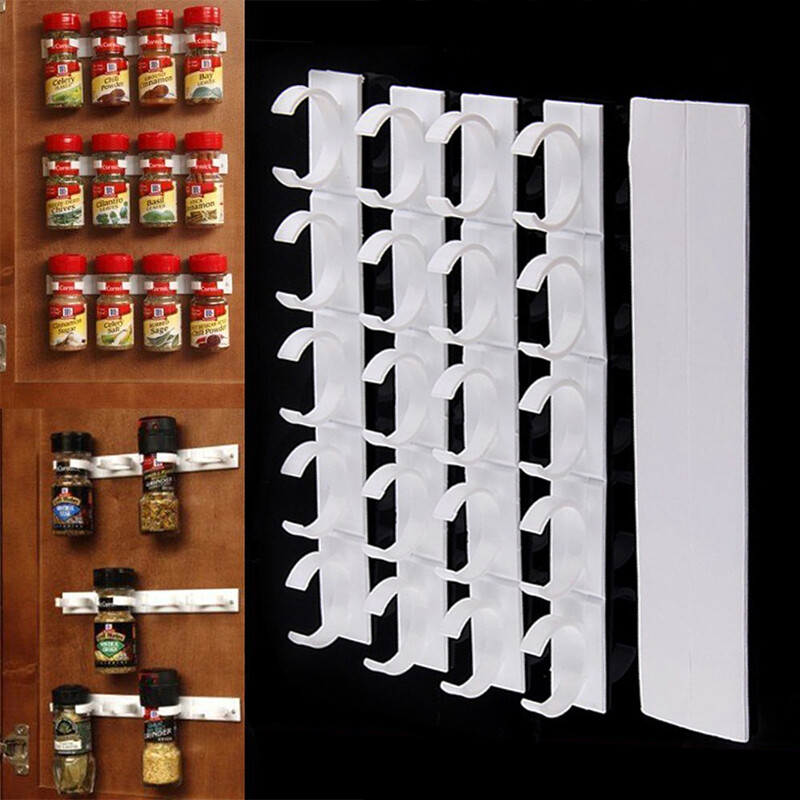 4pcs Spice Clips Gripper Jar Rack Storage Holder Kitchen Wall Cabinet AB...