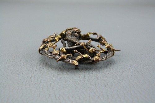 Magnifique ancienne broche porte montre au lion en bronze, superbe travail. - Picture 5 of 8
