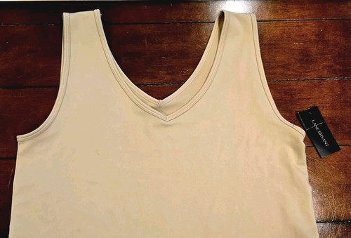 LANE BRYANT Size 12/16 Beige V-Neck Stretch Tank Top 93% Nylon 7% Spandex - Picture 6 of 6