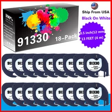 18PK Black on White 91330 Label Tape for LetraTag XR/XM, LetraTag 2000