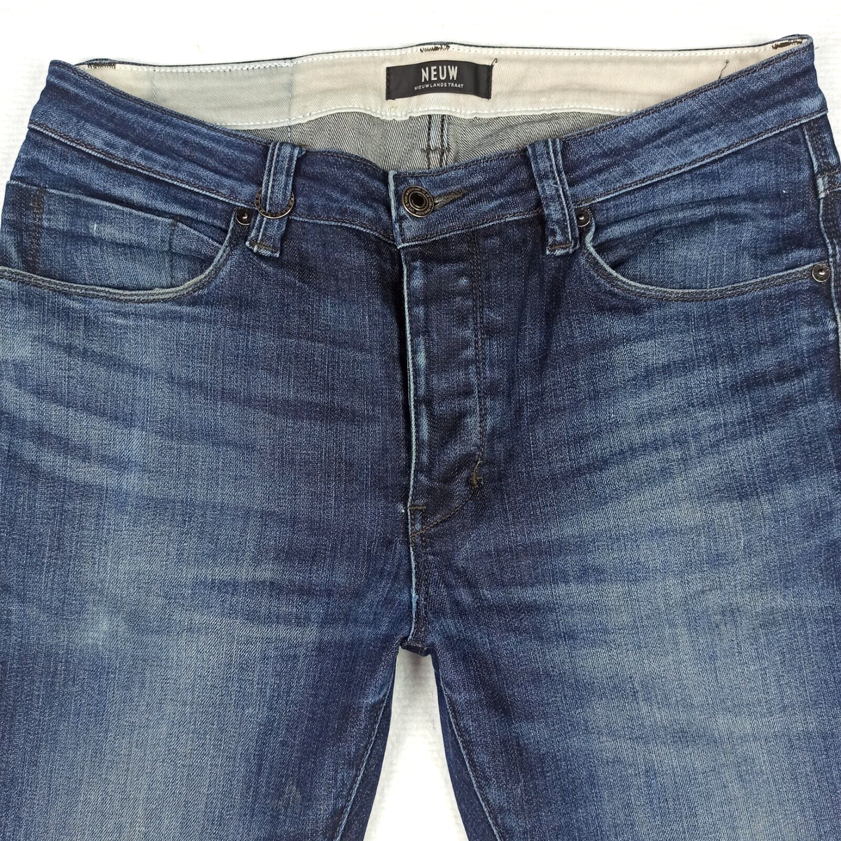 NEUW Iggy-Skinny Mens Jeans Size W32 L34 Blue Slim Skinny Fit Stretch  Button Fly