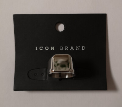 Ring Icon Brand RECTANGLE SIGNET UNISEX Edelstahl Color; Silber Größe; 59