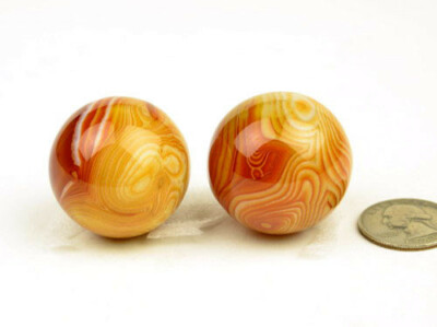 2 Red Striped Agate Spheres Carnelian balls / Crystal Healing Stone Therapy
