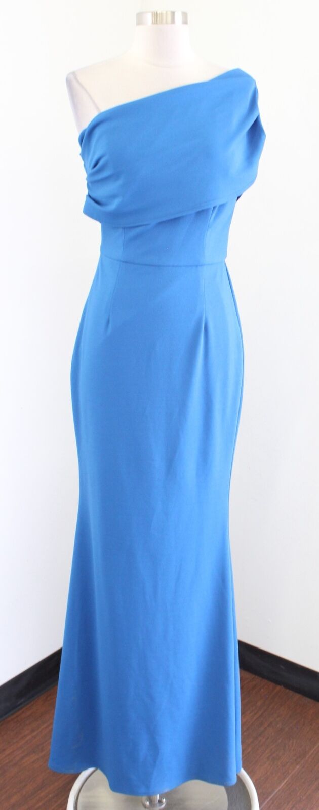 Katie May Bhldn Layla Crepe One Shoulder Formal Dress Gown Size 6 Lagoon Blue