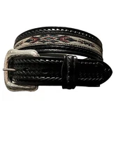 Woven Leather Cowboy Belt For Men Cowboy Belts With Buckle Western Strap Mens