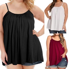 Women Built in Bra Cami Sleeveless Camisole Adjustable Strap Tank Top Plus Size