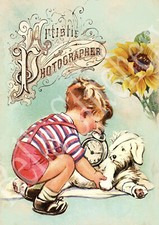 Boy's Best Friend - 8x10 Vintage Retro Craft and Quilt Cotton Fabric Block