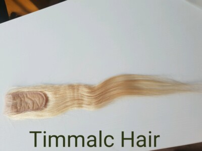 12AA BRAZILIAN VIRGIN HUMAN HAIR BLONDE 613# DEEPER CLOSURE 22 INCH STRAIGHT 2X6