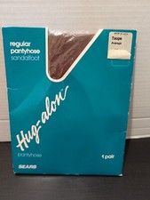 NOS Vintage Sears Nylon Sheer Panty Hose Hug-Alon Sandalfoot Sz Average Taupe