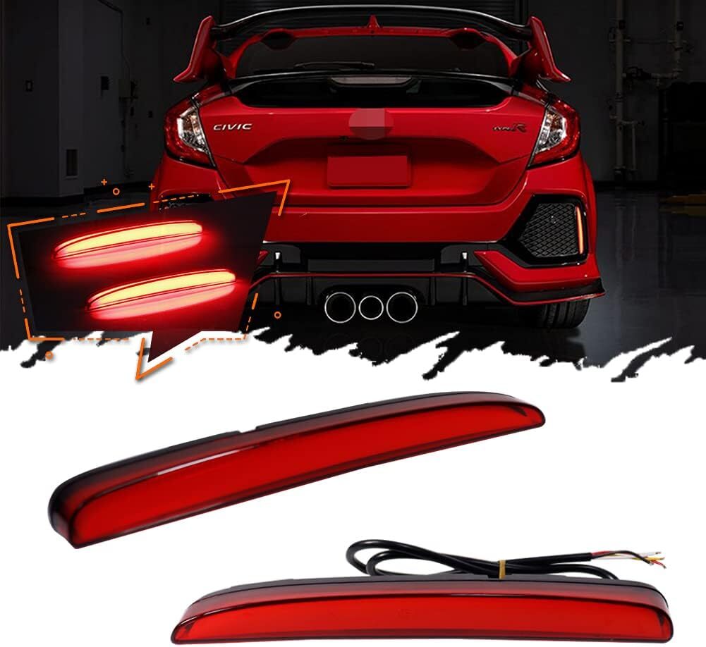 Red Lens LED Bumper Reflector Lights Tail Brake Rear Fog