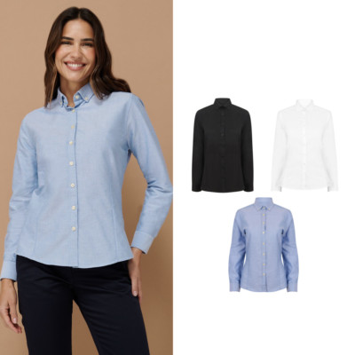 Henbury Damen moderne Langarm Oxford Hemd h513 - formale Bürokleidung