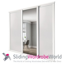 Image of Shaker WHITE & Mirror SpacePro Sliding Wardrobe Door Kits & tracks (All sizes) 