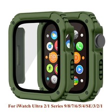 For iWatch Series 9/8/7/6/5/4/SE/3/2/1 Ultra 2 Rugged Case with Screen Protector
