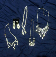 Rhinestone Necklace and Earing Jewelry Lot Wedding Vintage