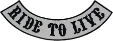Ride to Live Iron on Sew on Bottom Rocker Large Back Patch for Jacket Vest