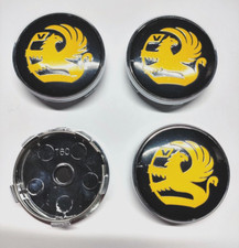 4 x VAUXHALL ALLOY WHEEL CENTRE HUB CAPS BLACK-YELLOW 60mm ADAM CORSA ASTRA VXR