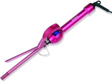 Rose Red 9Mm Ceramic Hair Curler With Lcd Display Adjustable Temperature