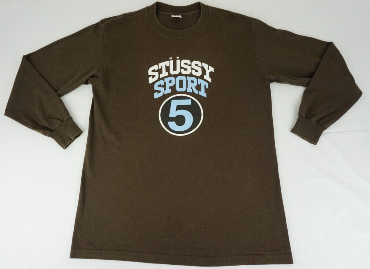 Vintage 90s Stussy Sport 5 brown long sleeve shirt tagged 