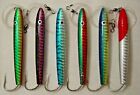 6 pcs 6" Rigged Cedar Plugs Holographic Tuna Mahi Trolling Saltwater Fish Lures