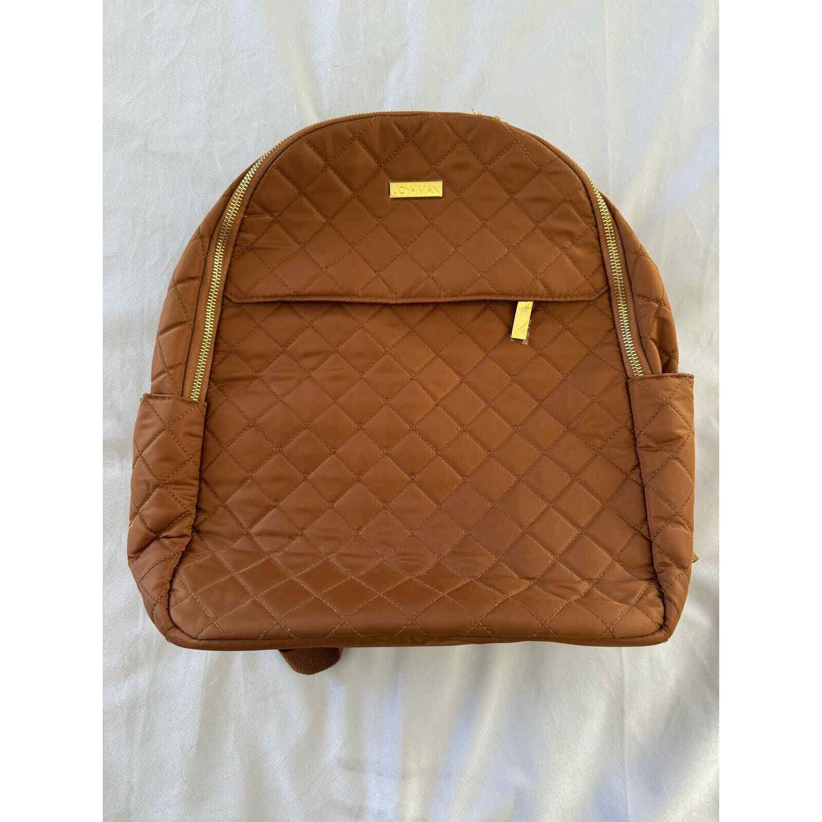  JOY & IMAN Diamond Quilted Couture Nylon Backpack Brown 