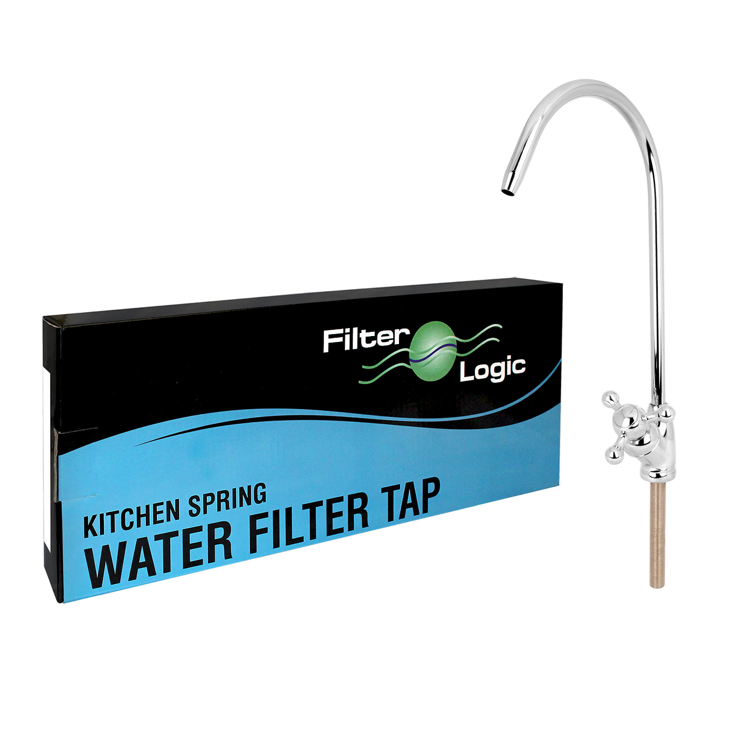 FilterLogic Water Filter Tap Faucet Tri-Claw- Stainless Steel Swan Spout- Chrome