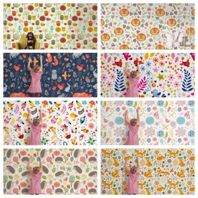 3D Forest Animals Cartoon Self-adhesive Wallpaper Removable Wallpaper Wall Mural