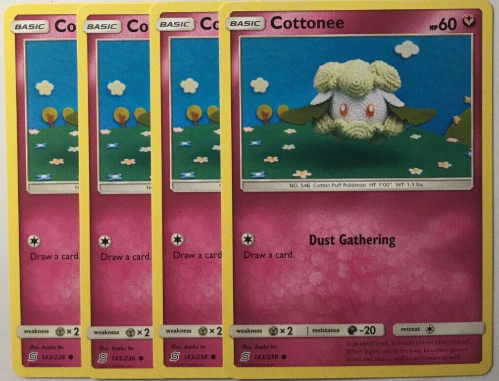 POKEMON 4X COTTONEE 143/236 UNIFIED MINDS COMMON NEAR MINT-PLAYSET