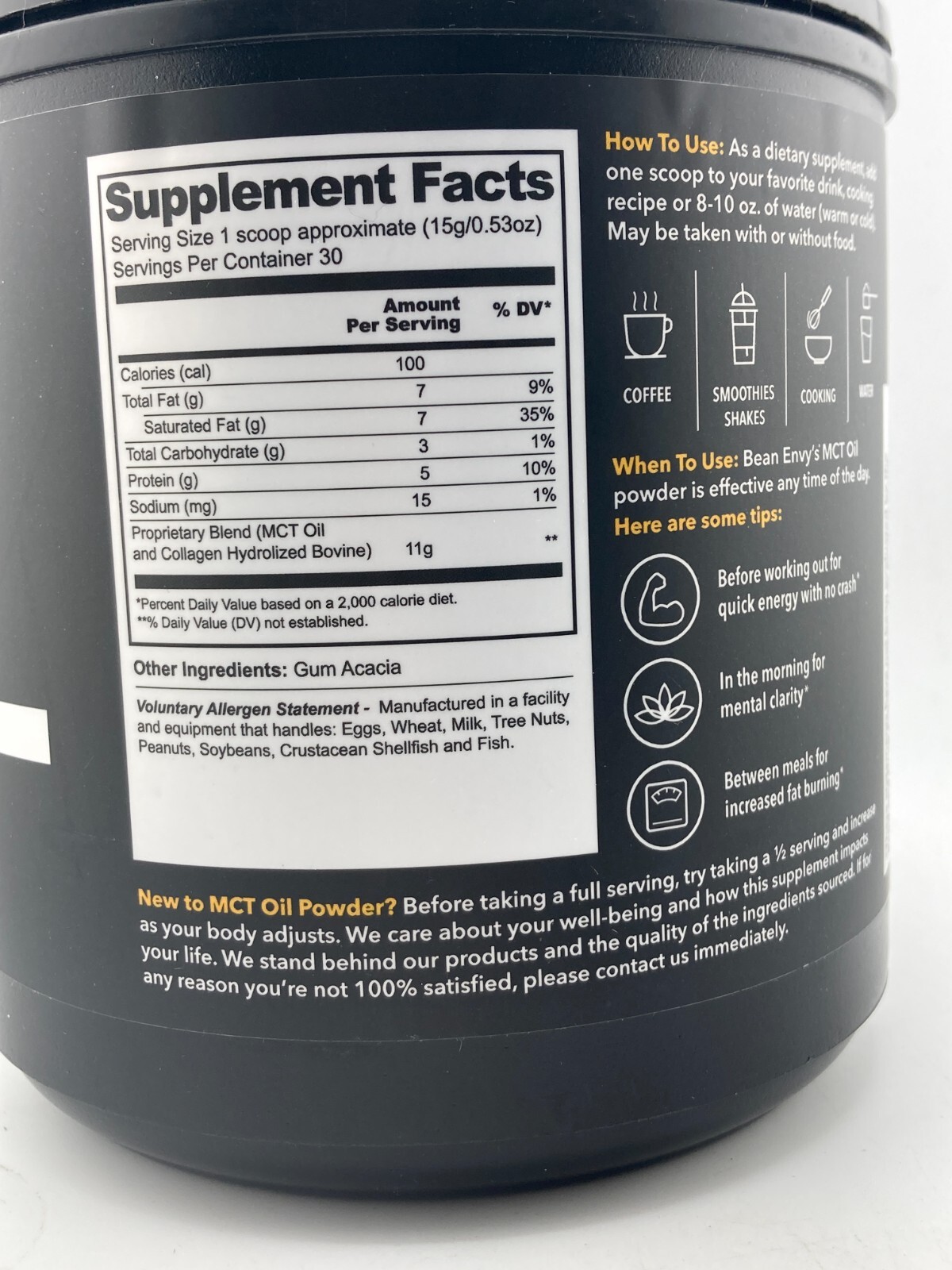 Bean Envy MCT Oil Powder + Collagen w/ Prebiotic Acacia Unflavored 1lb