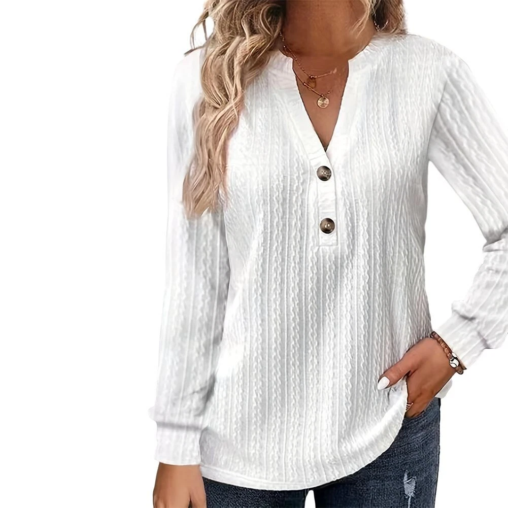 Ladies Work Jumper Shirs Long Sleeve V Neck Pullover Tops for