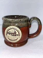 SUNSET HILL Co. "LUMBERJACK STEAM TRAIN 100 YEARS" MUG. Brown/Gray. history