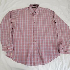 Chaps Ralph Lauren Spirited Traditions Button Down Dress Shirt Red Blue Sz XL