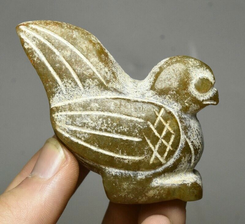 7CM Rare Old China Hongshan Culture Jade Dynasty Palace Bird Hawk