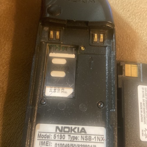 VINTAGE NOKIA 5190 NSB-1NX Mobile Cell Phone Untested Has Sim! Rare Collect - Picture 6 of 7