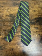 Brooks Brothers Dark Blue With Light Green Stripes 100 Silk Men's Necktie 58"