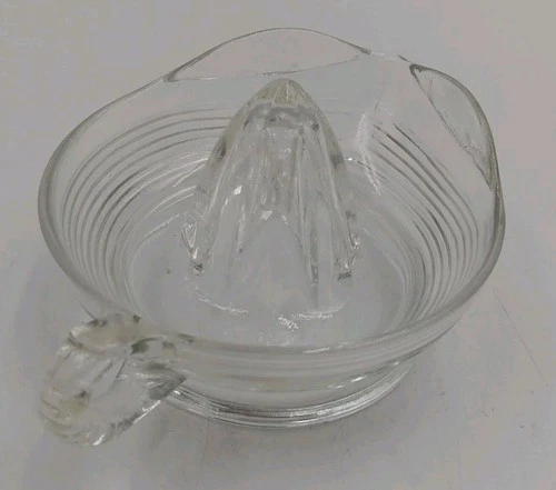 Vintage Hazel Atlas Clear Ribbed Depression Glass Large Citrus Juicer Reamer