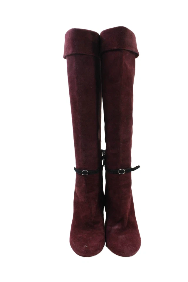 Женские кожаные сапоги Derek Lam с круглым носком без застежек до колена бордовые размер 37,5 7,5 - Изображение 2 из 4