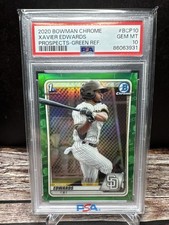 2020 Bowman Xavier Edwards Chrome Prospects Green Refractor /99 #BCP-10 PSA 10