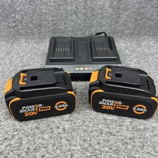 2 Pack WA3674 Worx 20V Power Share PRO 4.0Ah Battery  Charger NEW OPEN BOX