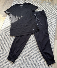 Grey's Anatomy by Barco Women's Black Scrub Set XS  M Spandex Stretch Solid