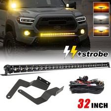Strobe 32 Led Light Bar Wlower Bumper Bracketswiring For 16-23 Toyota Tacoma